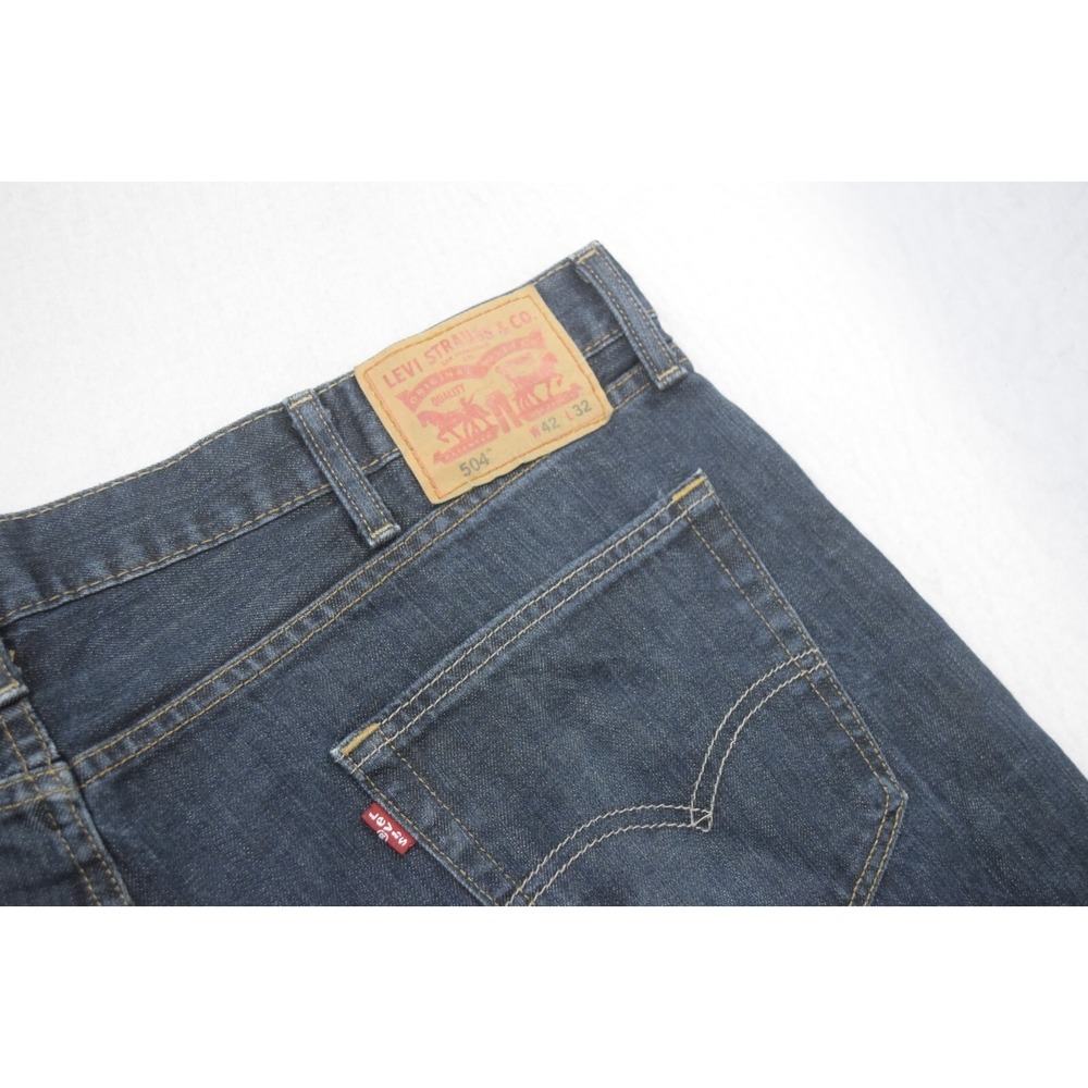 Levi's 504 Regular Straight Leg‎ Denim Blue Jeans Mens Size 42 x 32